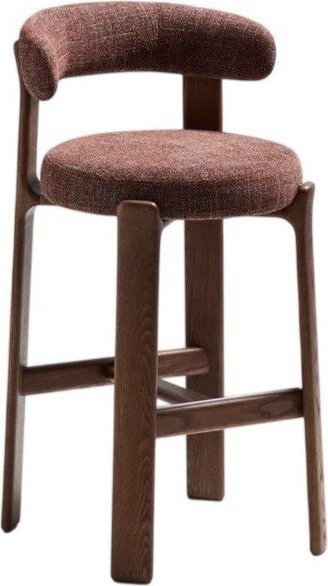 Hnědá/v tmavě přírodní barvě barová židle z jasanového dřeva (výška sedáku 75 cm) Granite – Kave Home