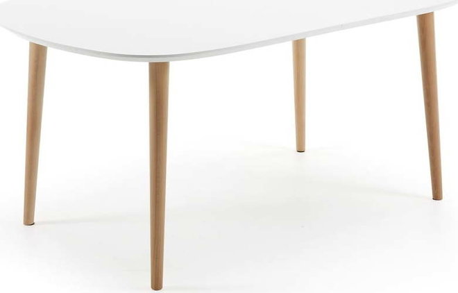 Bílý rozkládací jídelní stůl s bílou deskou 100x160 cm Oqui – Kave Home