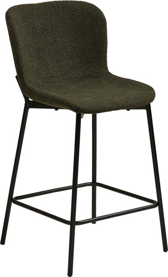 Tmavě zelená čalouněná barová židle (výška sedáku 65 cm) Maceda – House Nordic
