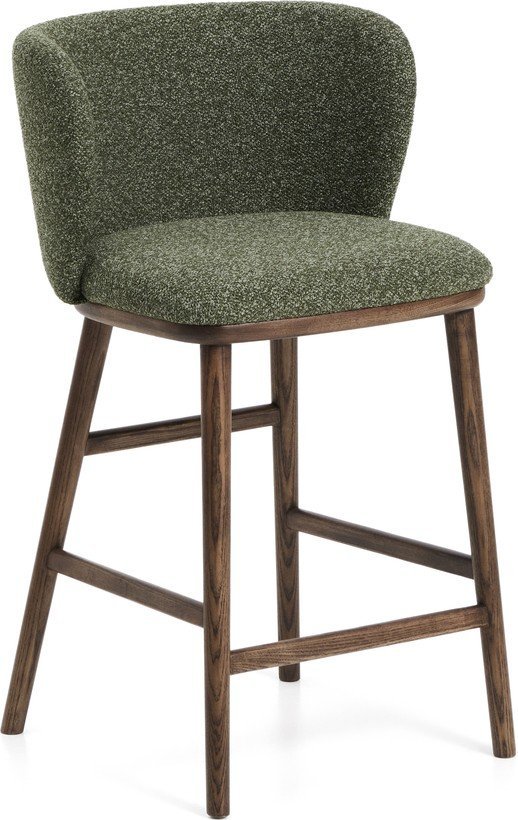 Tmavě zelená čalouněná barová židle (výška sedáku 65 cm) Ciselia – Kave Home