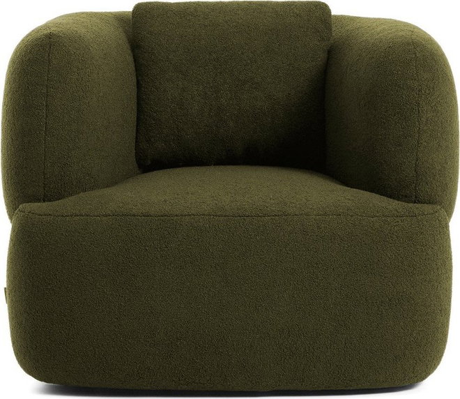 Tmavě zelené otočné křeslo z textilie bouclé Martina – Kave Home