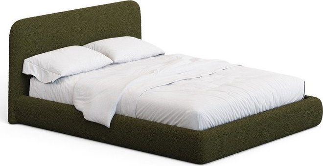Tmavě zelená čalouněná dvoulůžková postel bez roštu 160x200 cm Martina – Kave Home