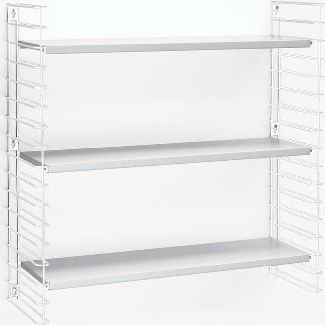 3patrový regál s bílými policemi Metaltex Libro, šířka 70 cm