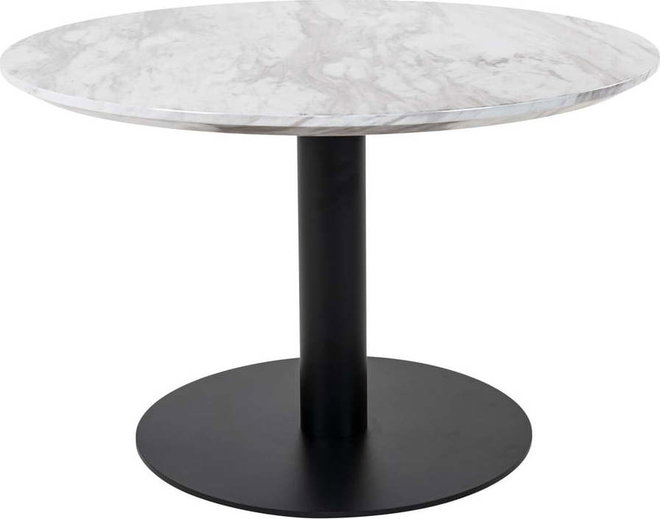 Bílo-černý kulatý konferenční stolek s deskou v dekoru mramoru 70x70 cm Bolzano – House Nordic