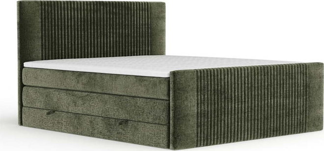 Tmavě zelená boxspring postel s úložným prostorem 180x200 cm Bergamo – Maison de Rêve