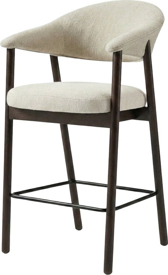 Hnědá/krémová čalouněná barová židle s područkami (výška sedáku 67 cm) Elk – Unique Furniture