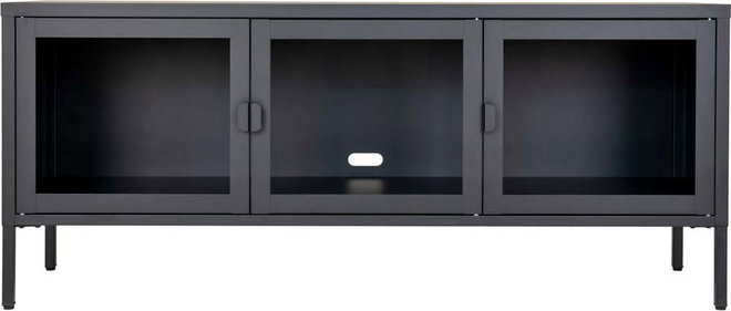 Černý kovový TV stolek 130x55 cm Brisbane – House Nordic