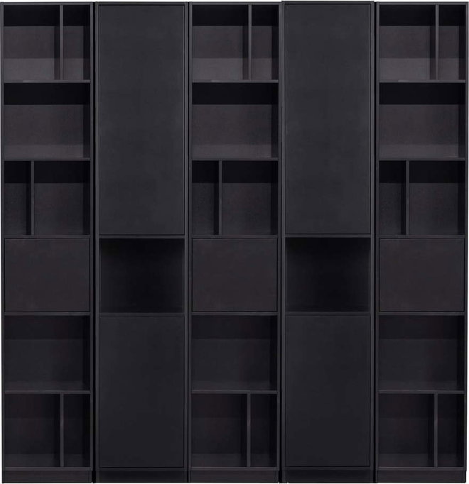 Černá modulární knihovna z borovicového dřeva 200x210 cm Finca – WOOOD