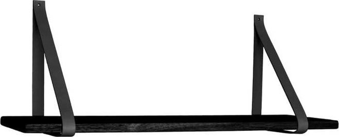 Černá dřevěná police s koženými úchytkami House Nordic Forno, 80 x 20 cm