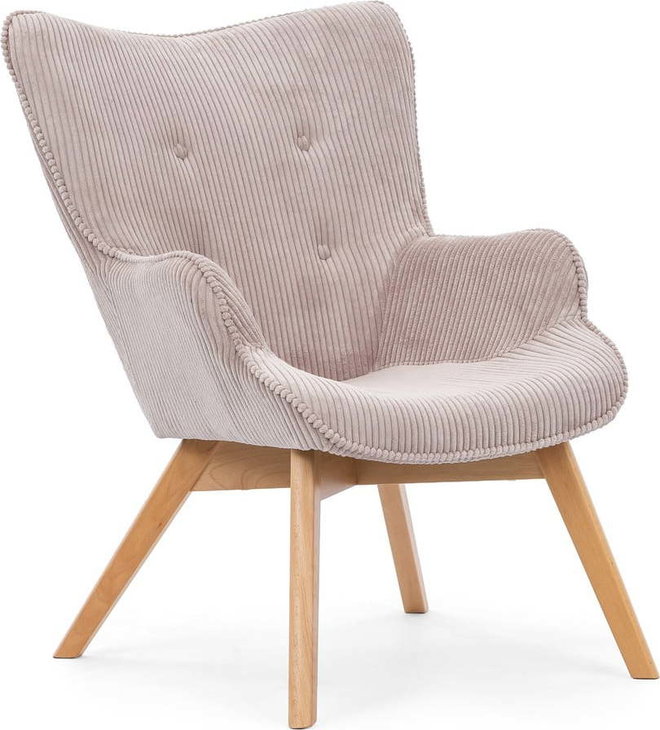 Světle růžové manšestrové křeslo Niko – Ropez