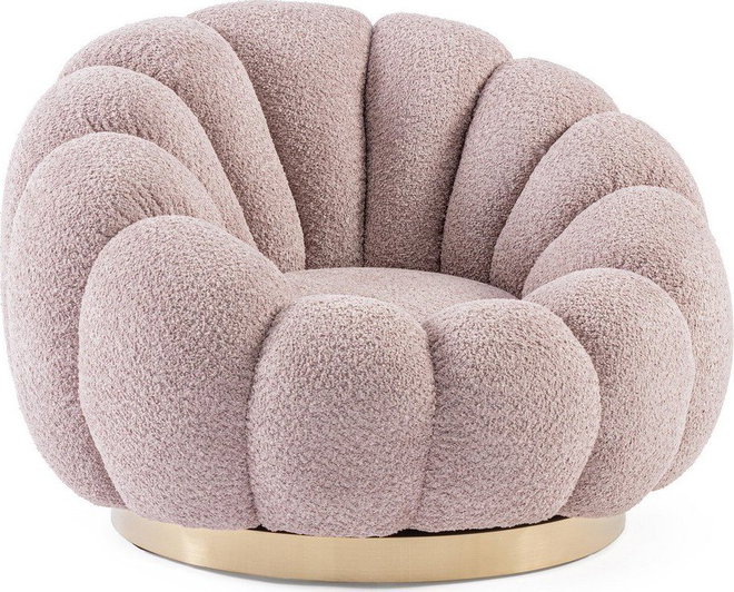 Růžové otočné křeslo z textilie bouclé Florel – Bizzotto