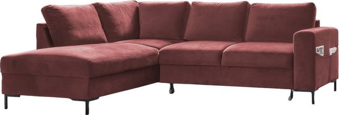 Růžová sametová rozkládací rohová pohovka (levý roh) Lofty Lilly – Miuform