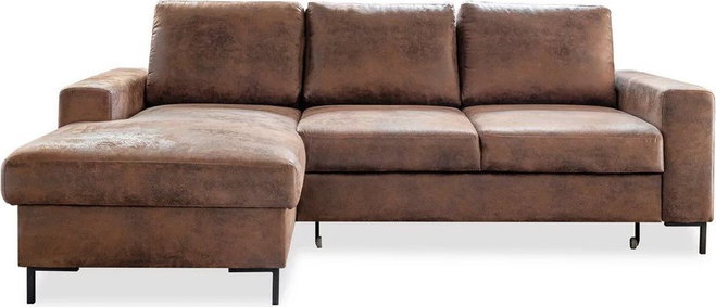 Hnědá rozkládací rohová pohovka z imitace kůže Miuform Lofty Lilly Vintage, levý roh