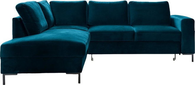 Tyrkysová sametová rozkládací rohová pohovka (levý roh) Lofty Lilly – Miuform