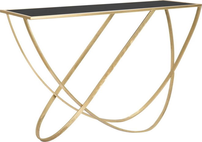 Konzolový stolek se skleněnou deskou v černo-zlaté barvě 40x120 cm Ring – Mauro Ferretti